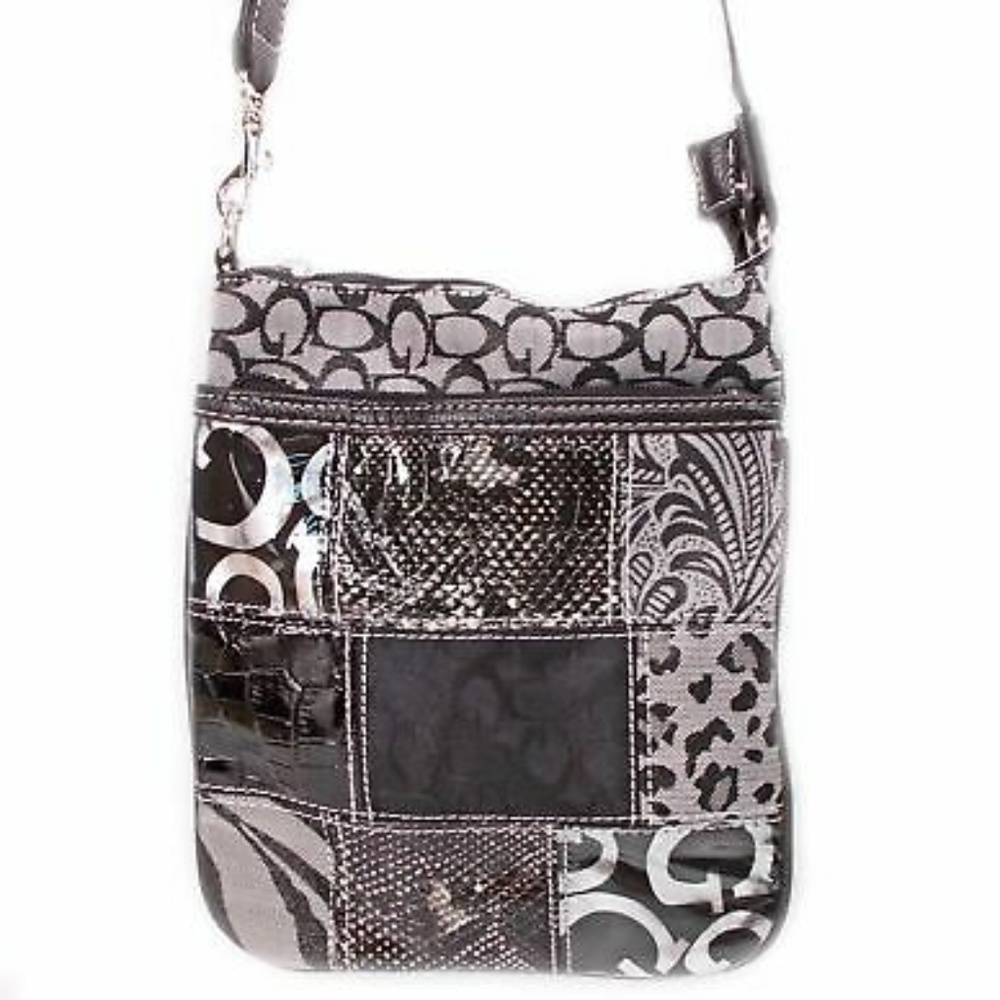LOGO PATCHWORK CROSS BODY SHOULDER BAG PURSE
